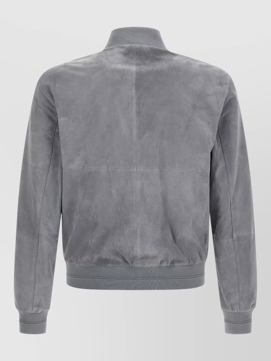 Pal Zileri Suede Panelled High-Neck Bomber Jacket