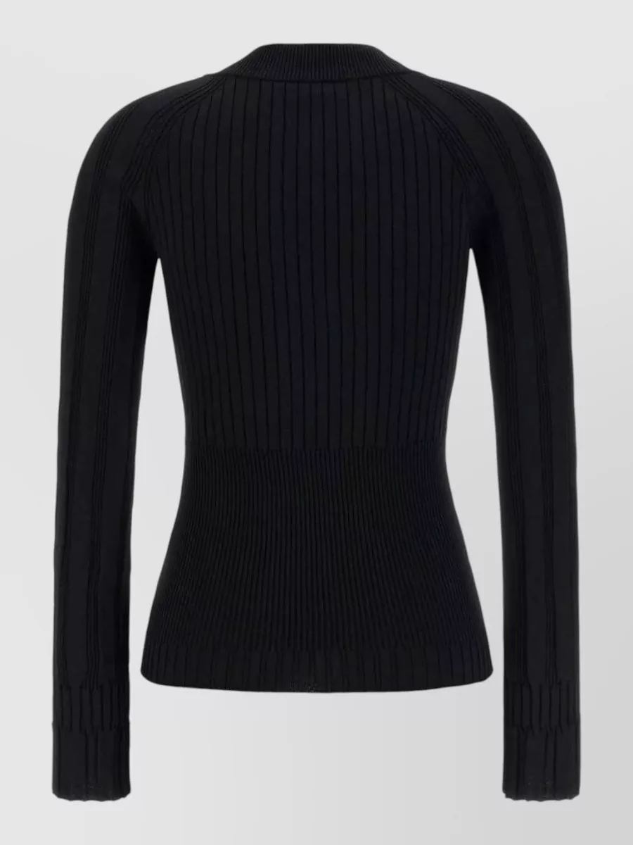 Balmain Ribbed V-Neck Long-Sleeve Cardigan