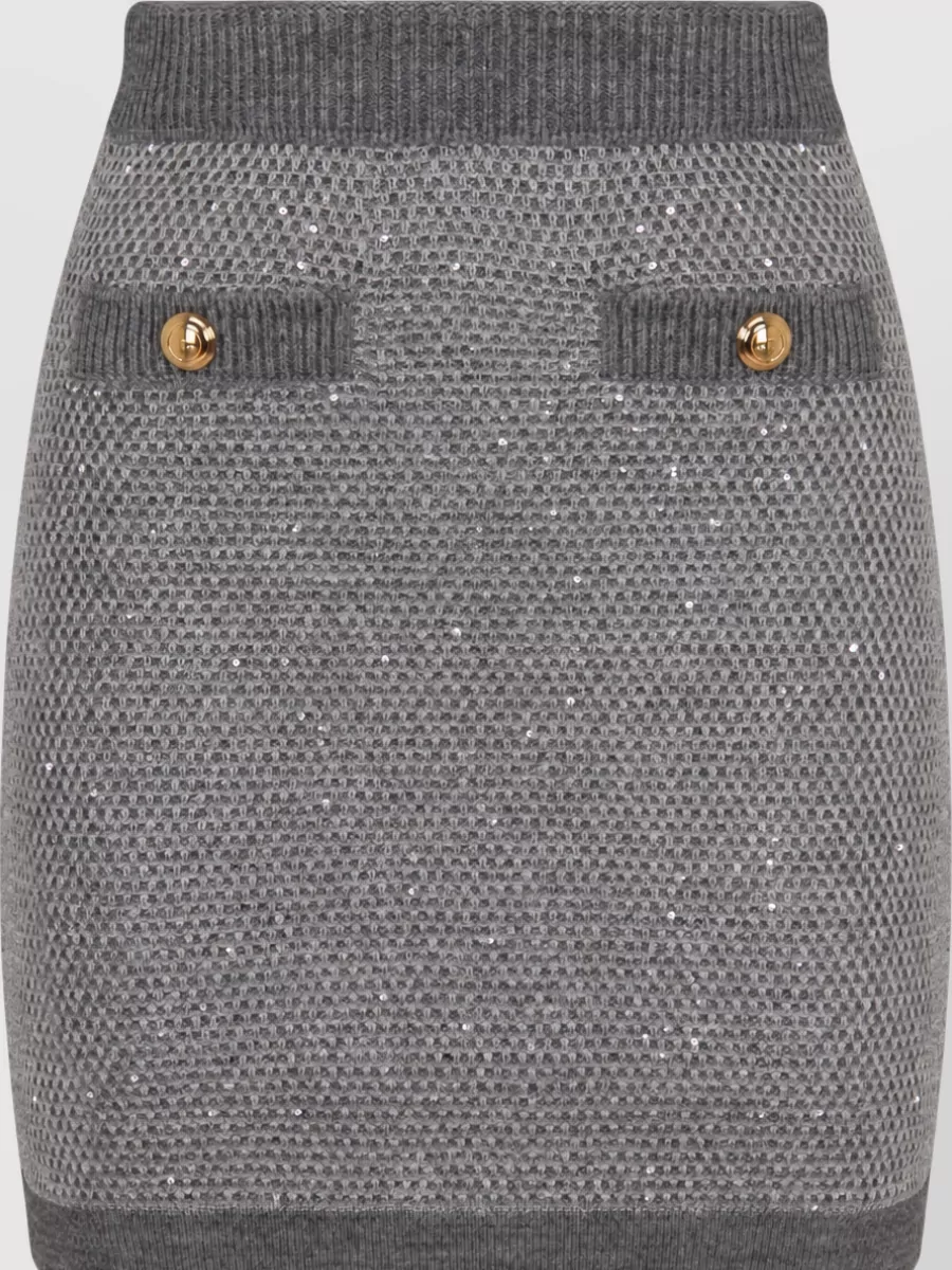 Elisabetta Franchi Sequin Knit Fitted Skirt