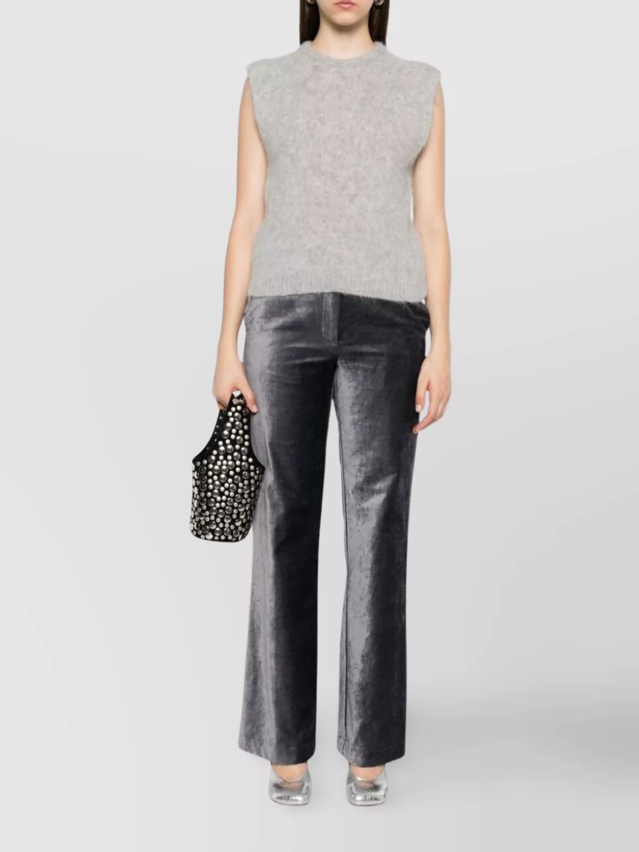 Forte Forte Cropped Sleeveless Top Ribbed Hem In Gray