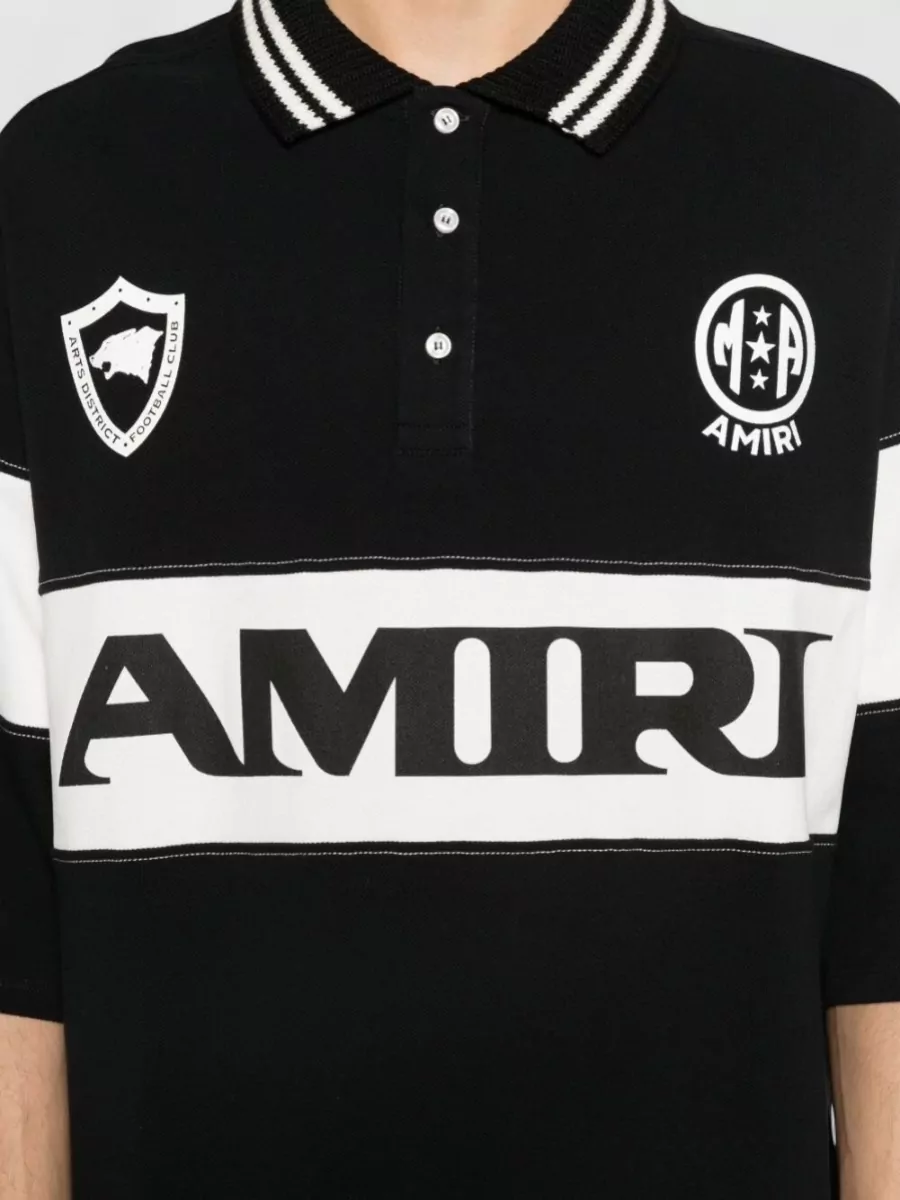 Amiri Polo Collar Color Block Silk Nylon T-Shirt