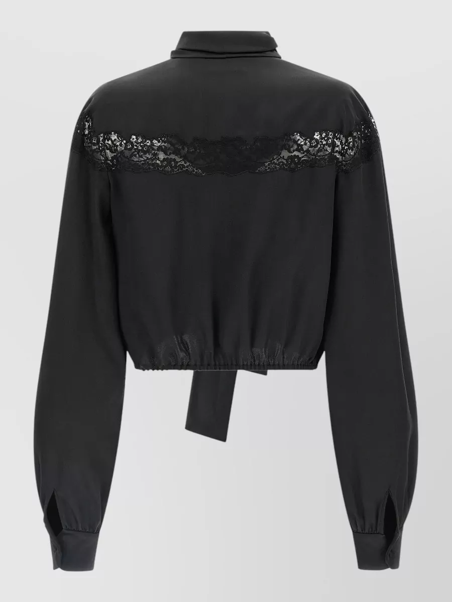 Saint Laurent Silk Lace Cropped Blouse