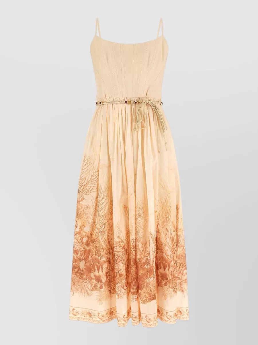 Zimmermann Cotton toile-print corset midi dress