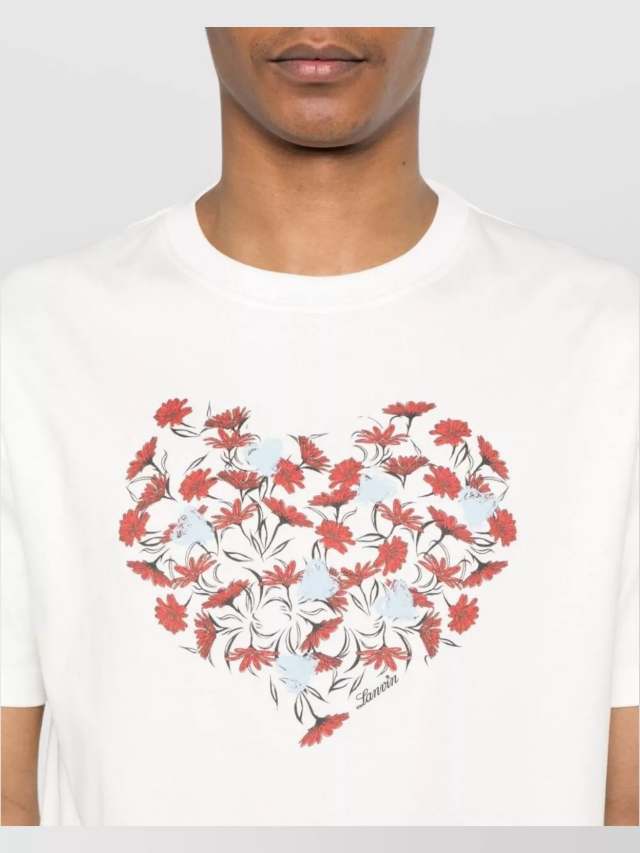 Lanvin Heart Floral Graphic Crew Neck T-Shirt