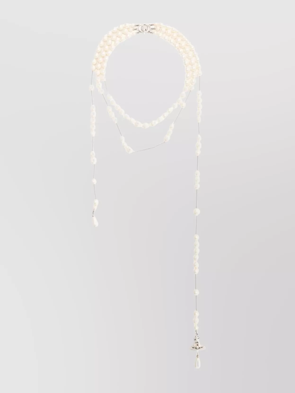 Vivienne Westwood Layered Crystal Pearl Necklace Wraparound