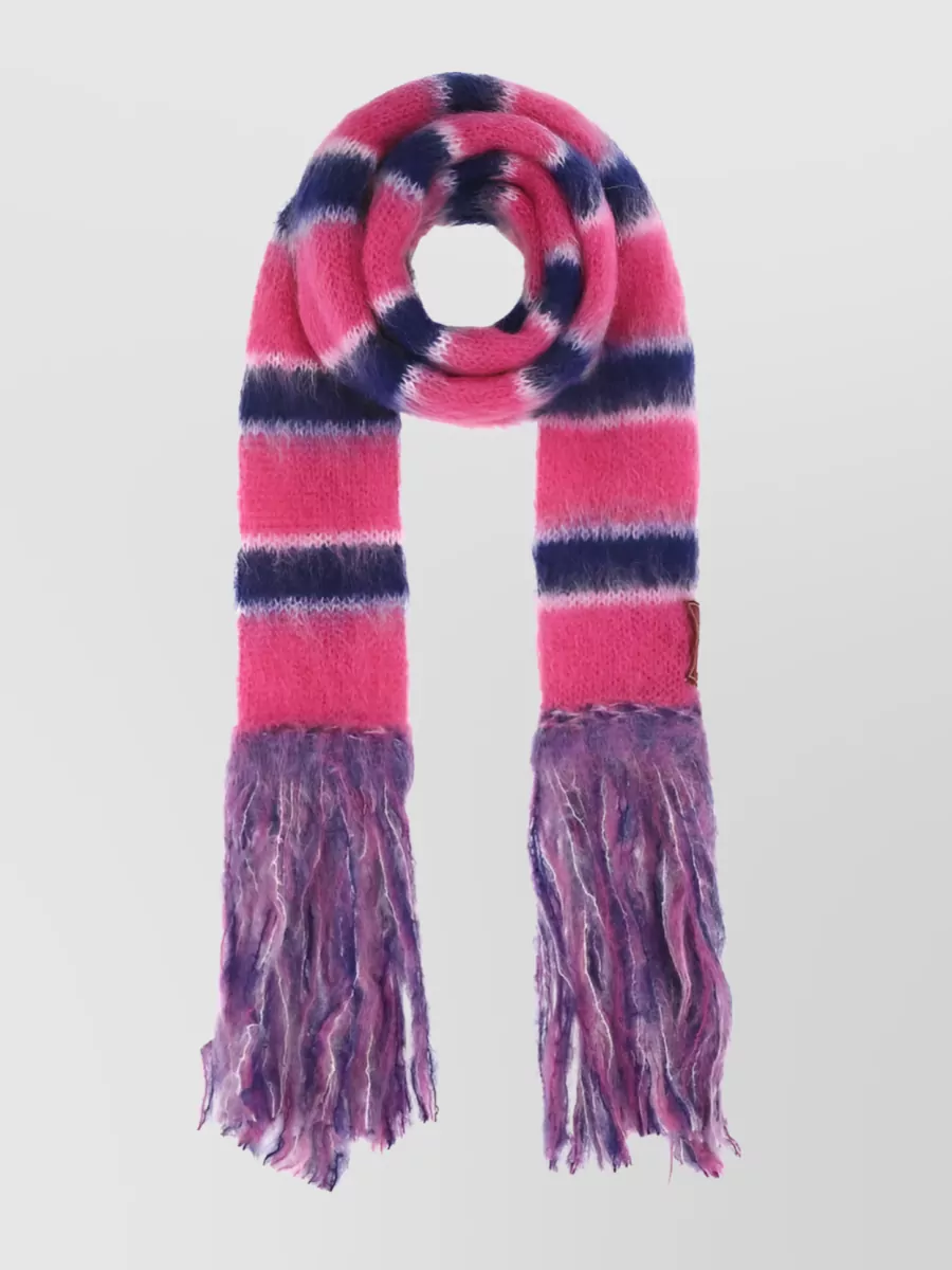 Shop Marni Patterned Wool Blend Scarf In Pink