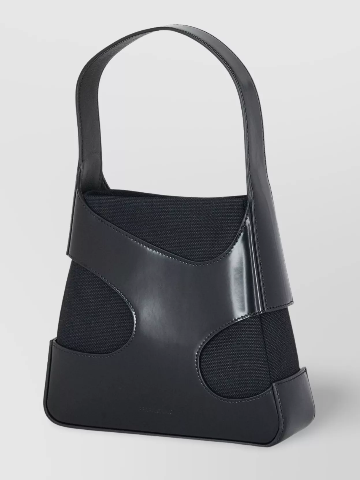 FERRAGAMO LEATHER AND FABRIC SHOULDER BAG