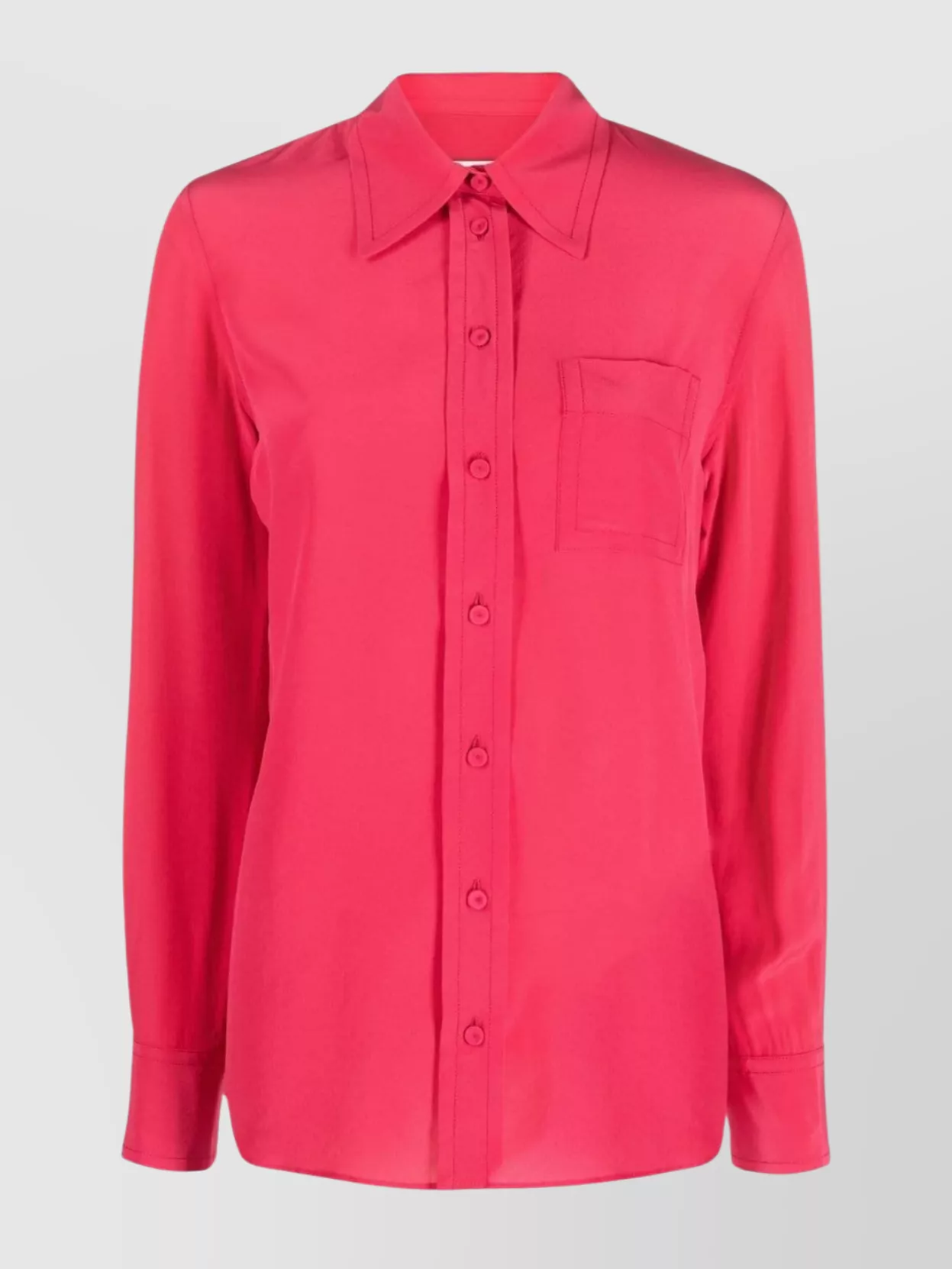 Shop Lanvin Button-down Silk Shirt With Long Sleeves In Pink