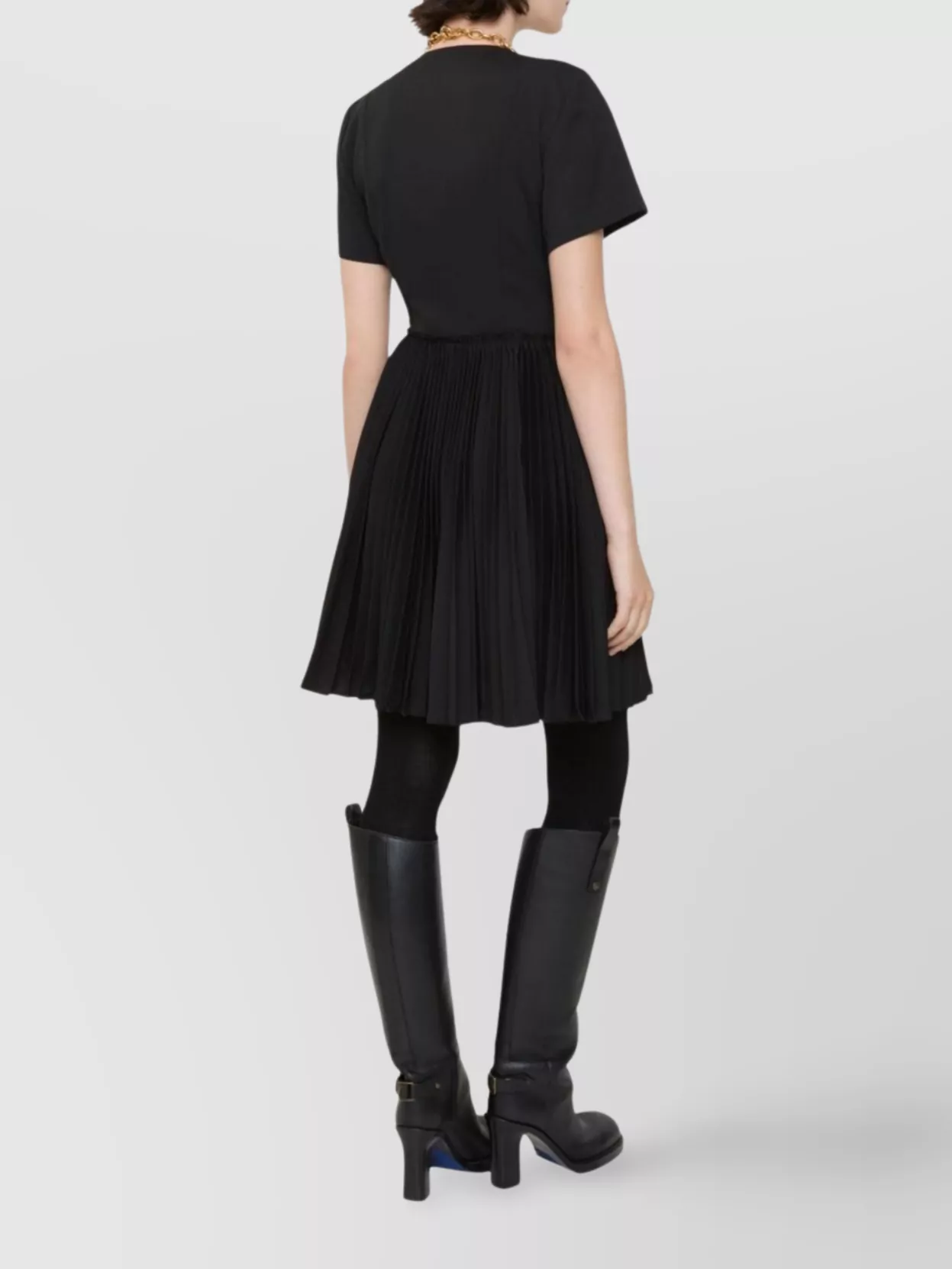 Burberry Virgin Wool Dress With Pleated Skirt And Buckles