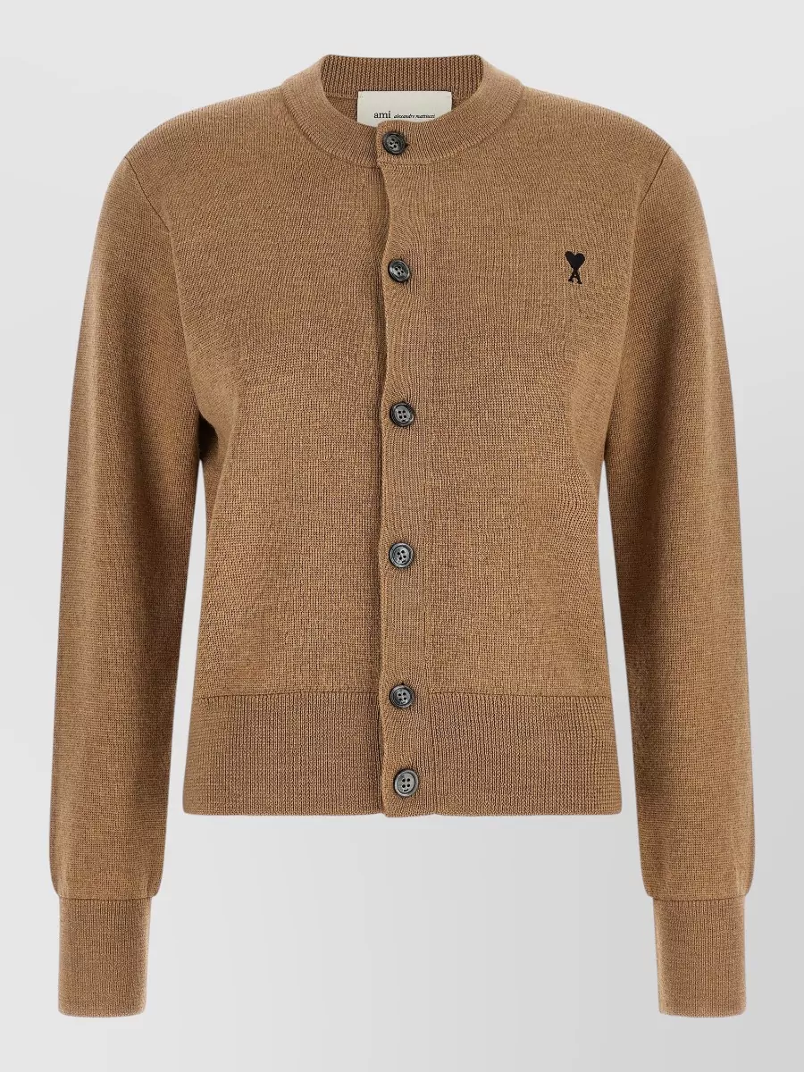 Ami Paris wool ribbed crewneck cardigan