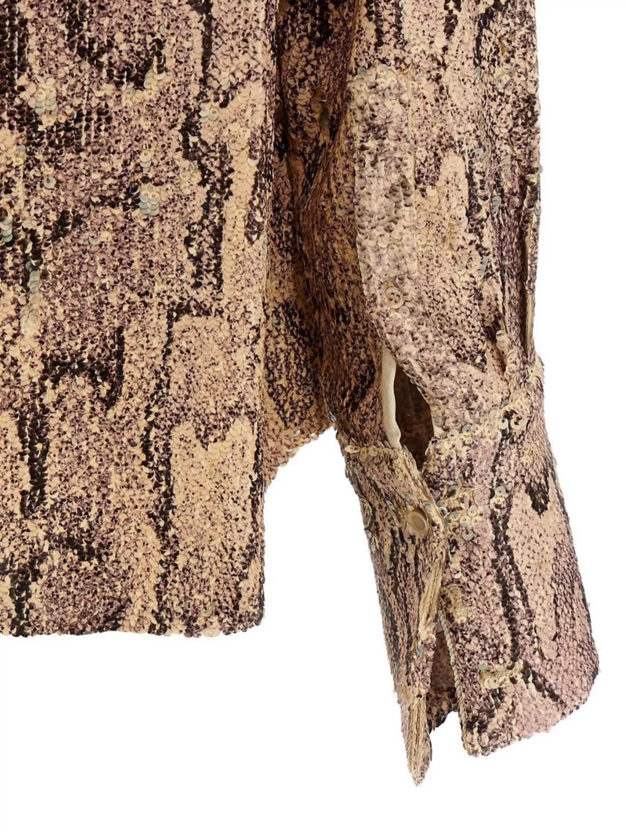 Shop Dries Van Noten Snake Print Sequin Collared Shirt