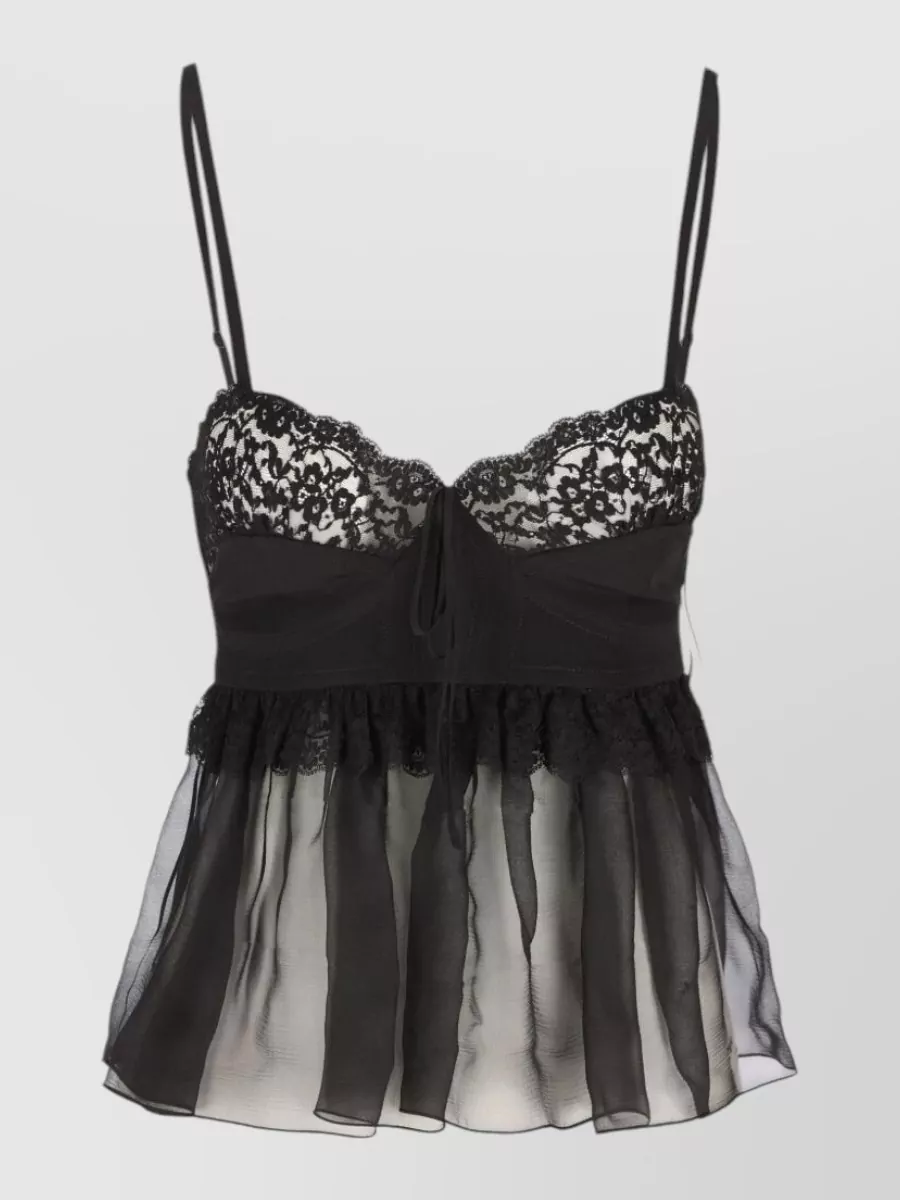 Chloé silk lace-trim camisole top