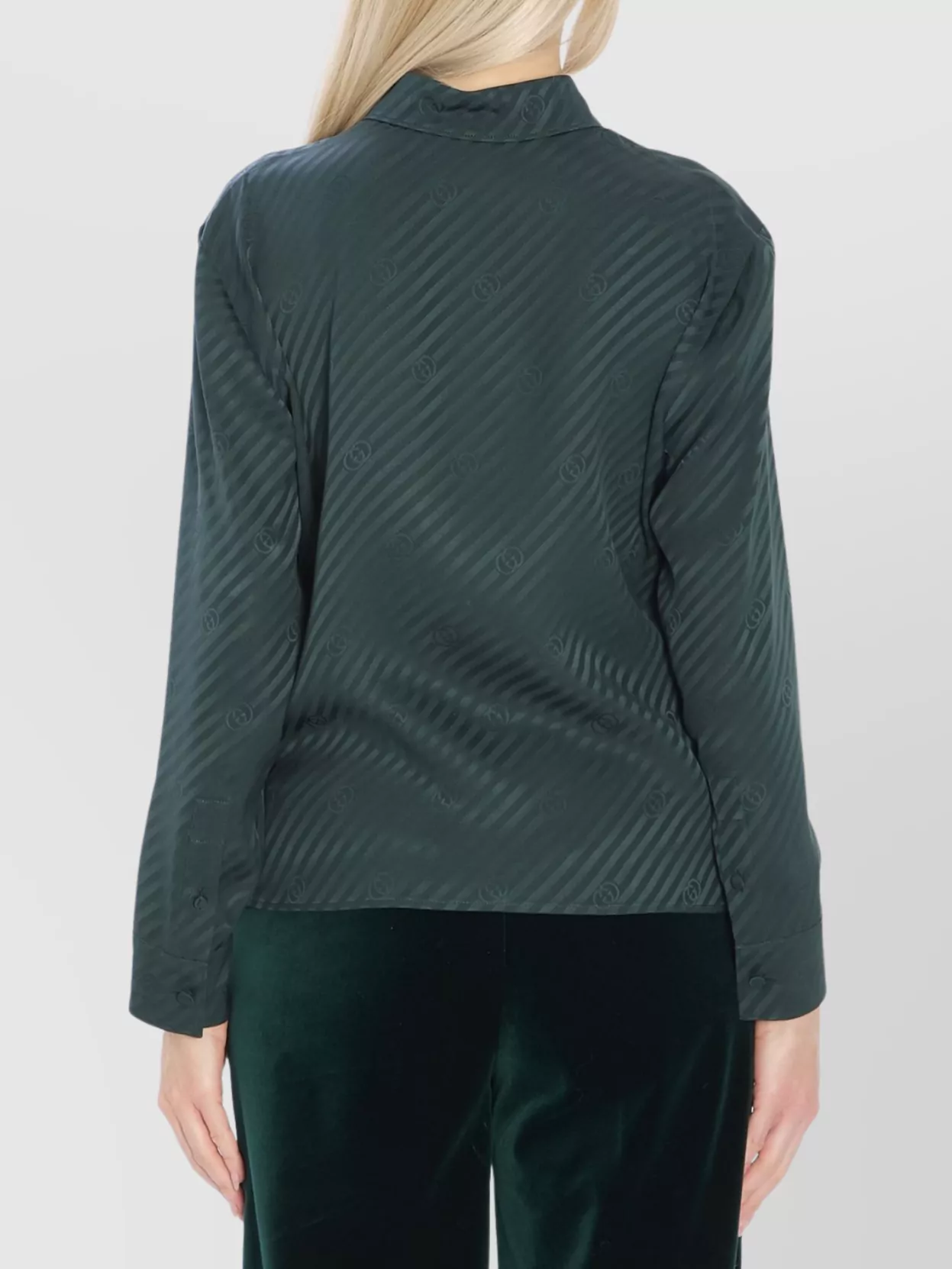 Gucci Interlocking Jacquard Silk Long Sleeve Shirt
