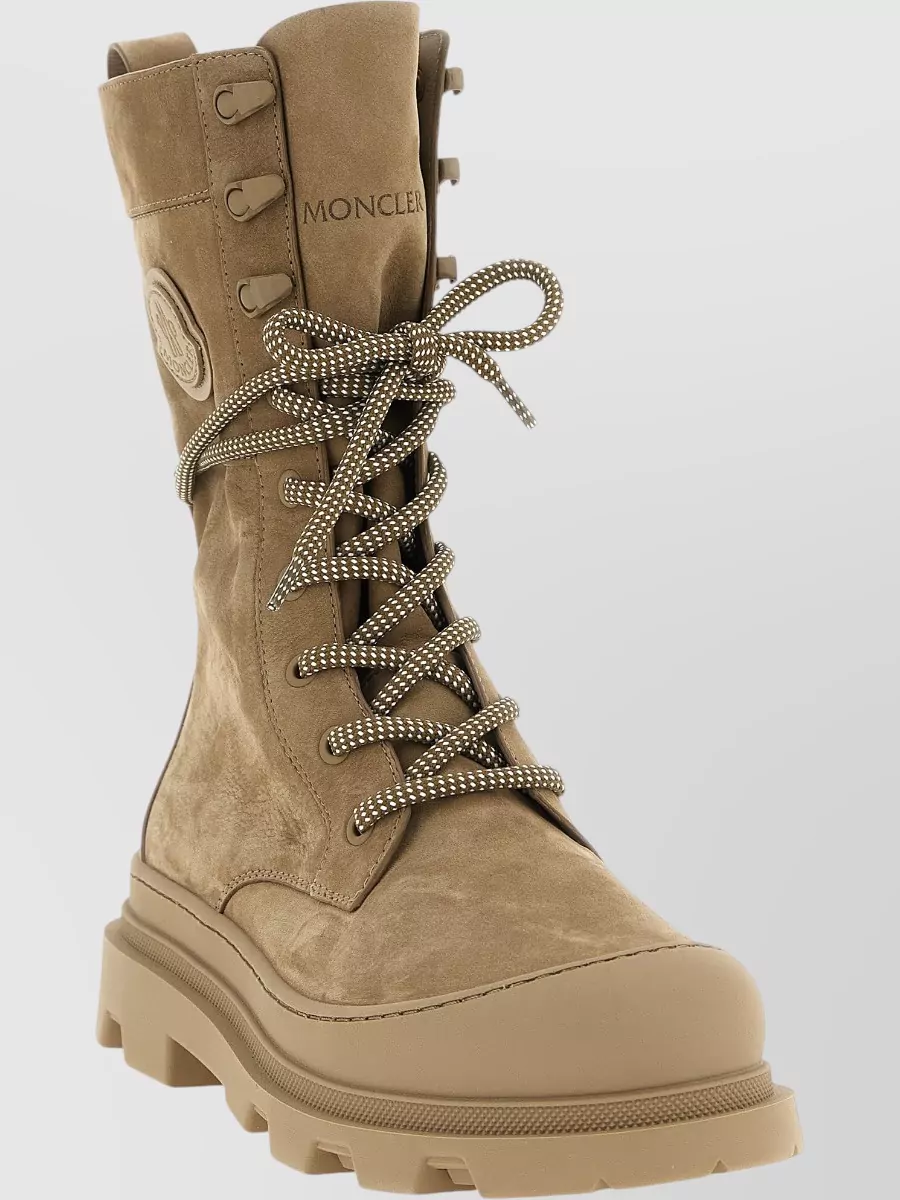 Moncler Suede Lace-Up Ankle Boots