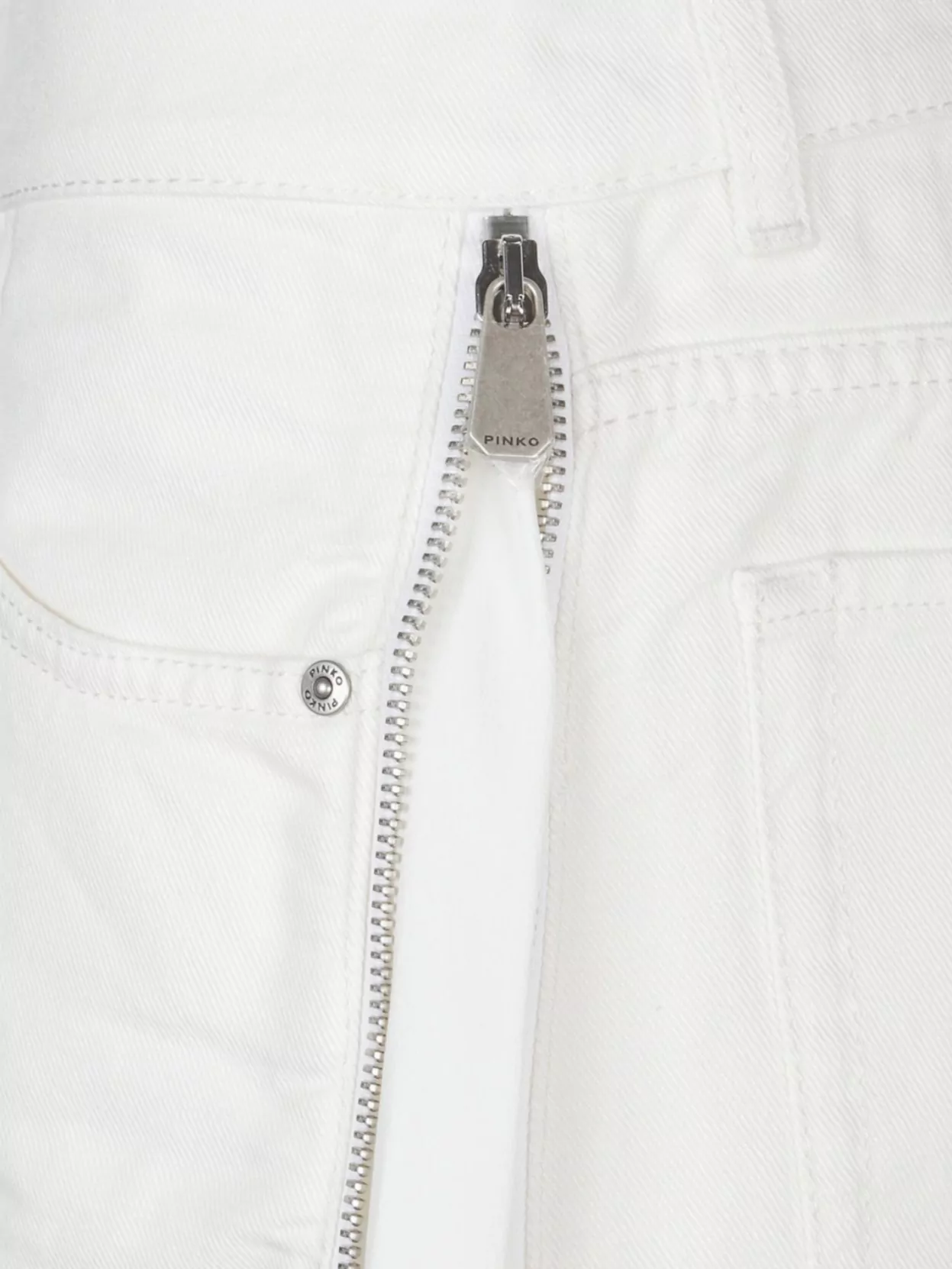 Pinko Wide-leg Denim Trousers With Pockets And Belt Loops In White