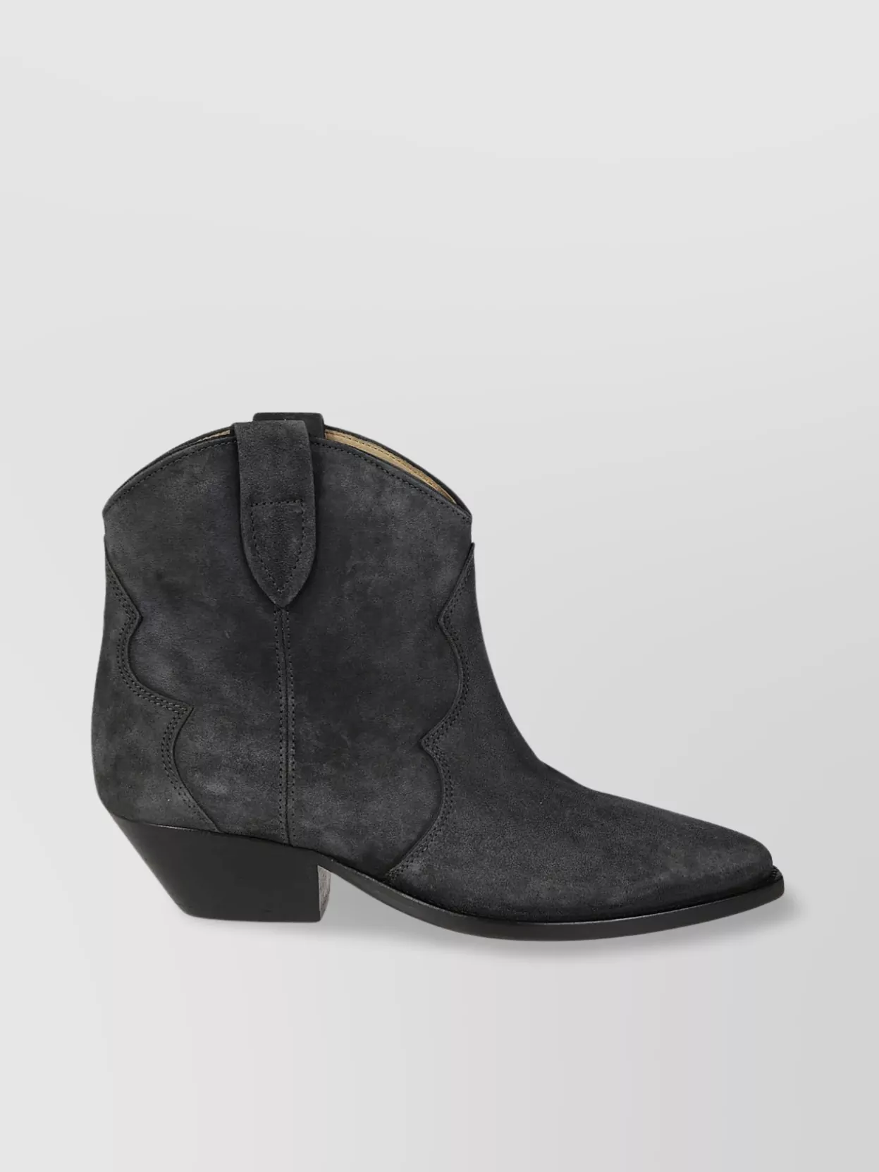 ISABEL MARANT ÉTOILE WASHED SUEDE WESTERN STYLE BOOTS WITH POINTED TOE