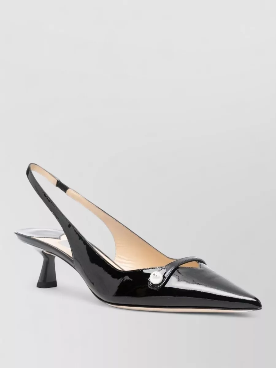 Jimmy Choo Pearl Detail Kitten Heel Pointed Toe Pumps In Black