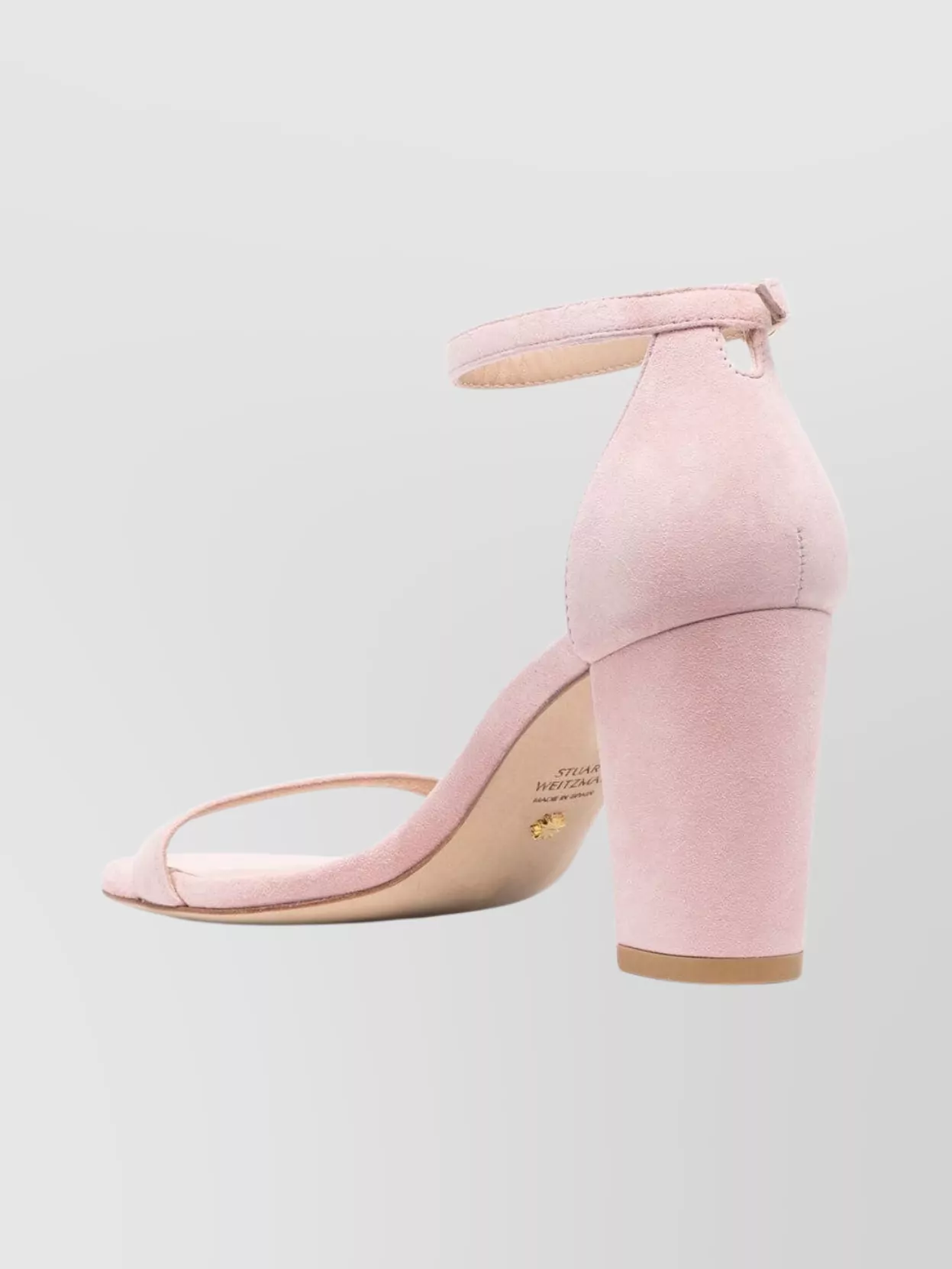 Stuart Weitzman Block Heel Open Toe Suede Sandals In Pink