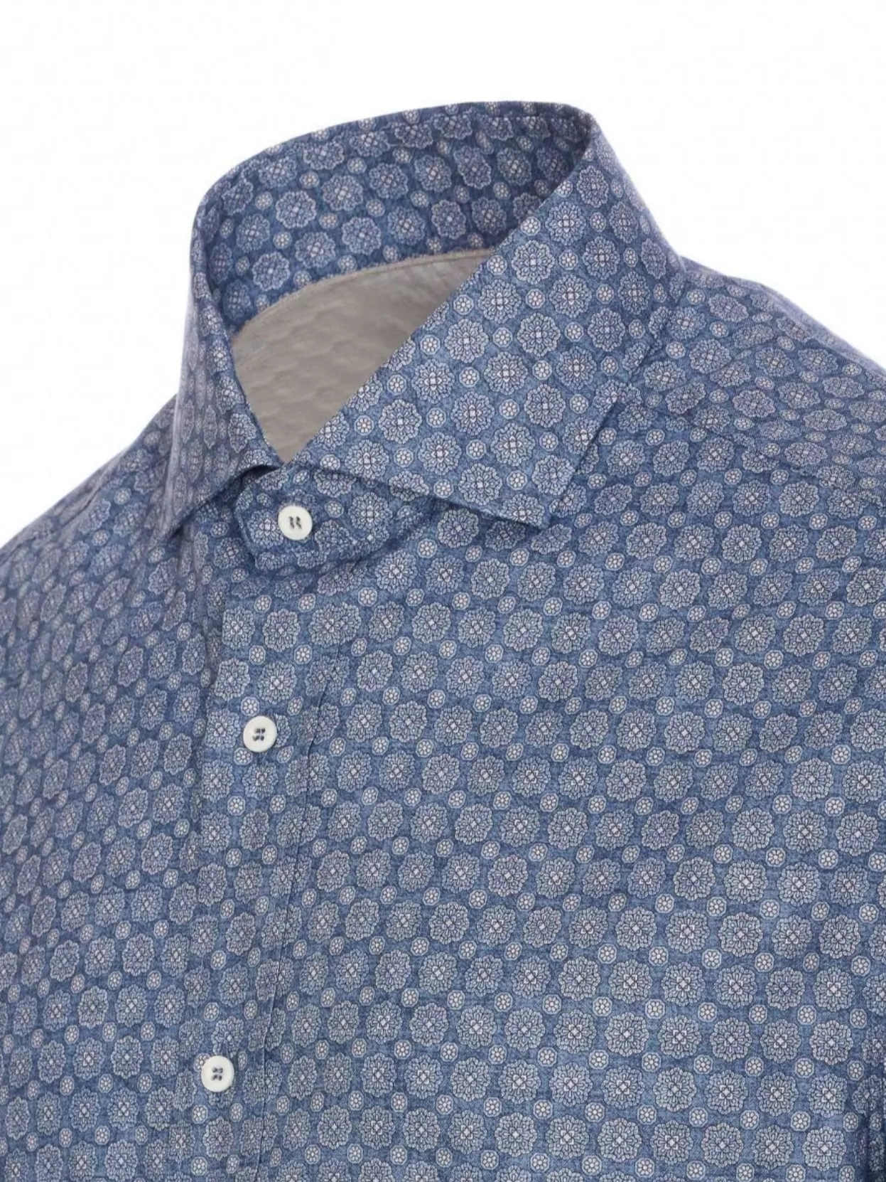 Brunello Cucinelli Printed Shirt With Button-down Collar And Long Sleeves