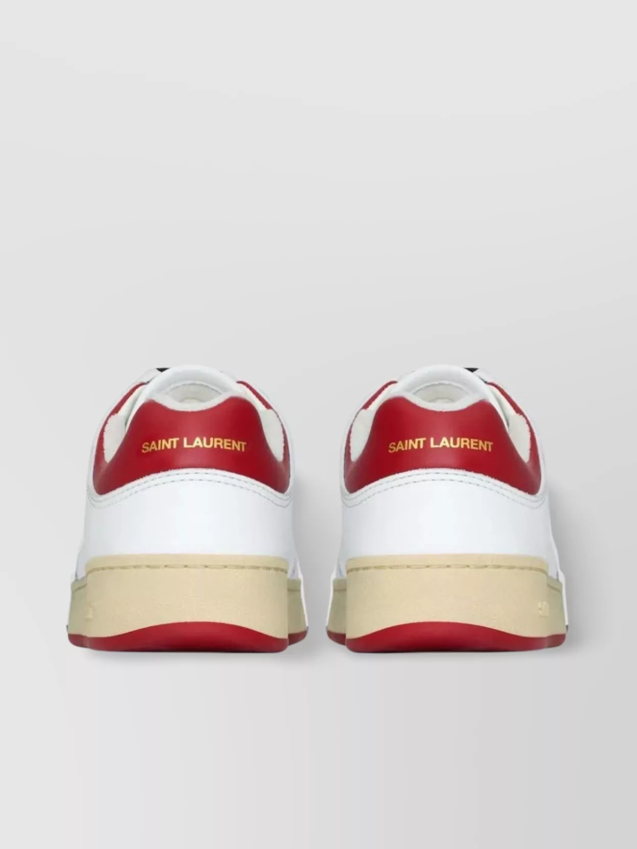 Saint Laurent Distressed Leather Sneakers Perforated Panels In Red