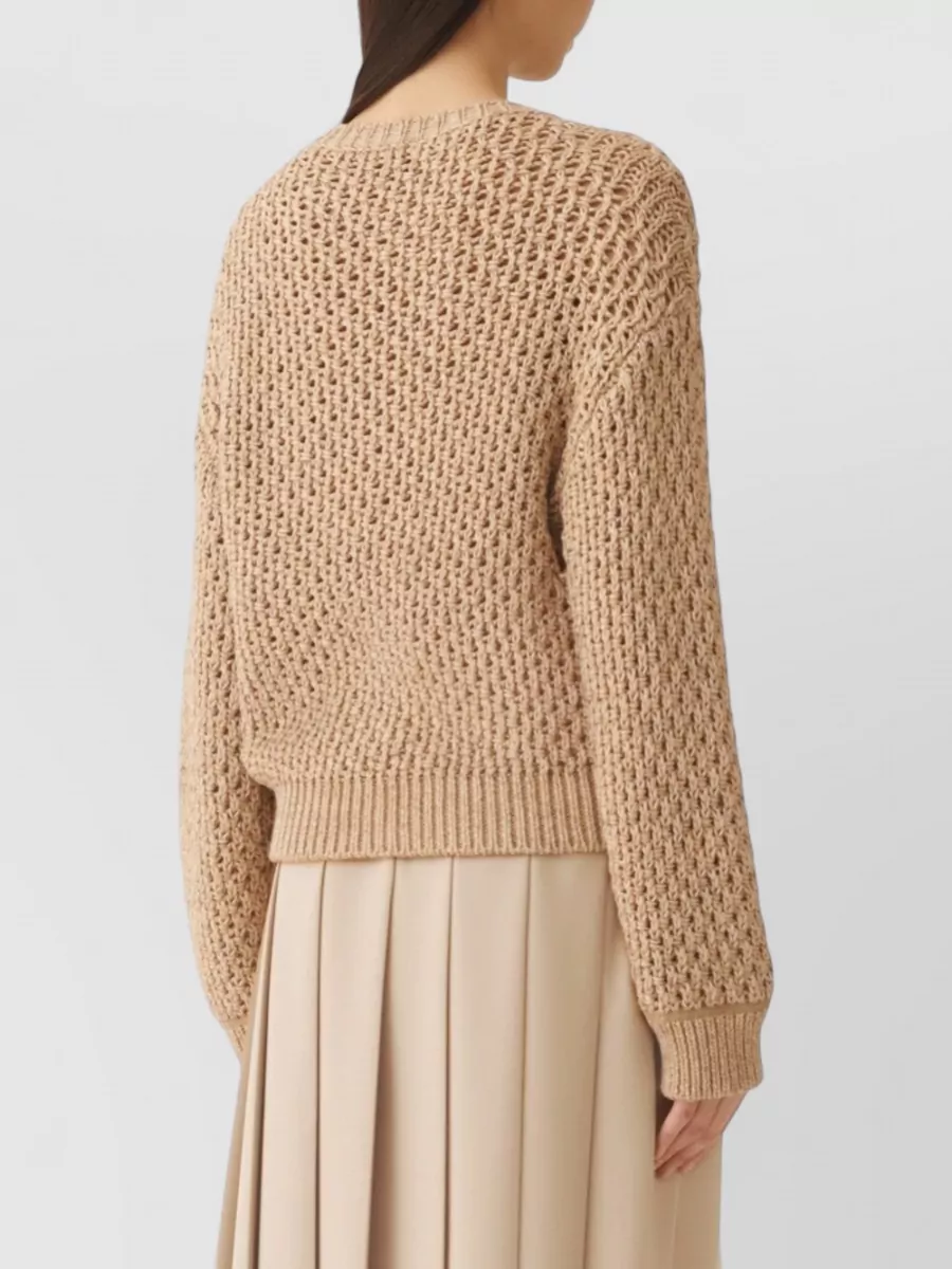 Fabiana Filippi V Neck Cotton Sweater Long Sleeves