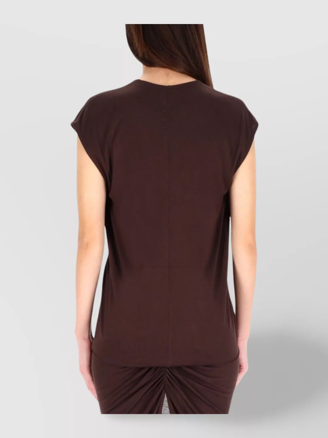 Rick Owens Lightweight Relaxed Fit Cap Sleeve Top In Brown