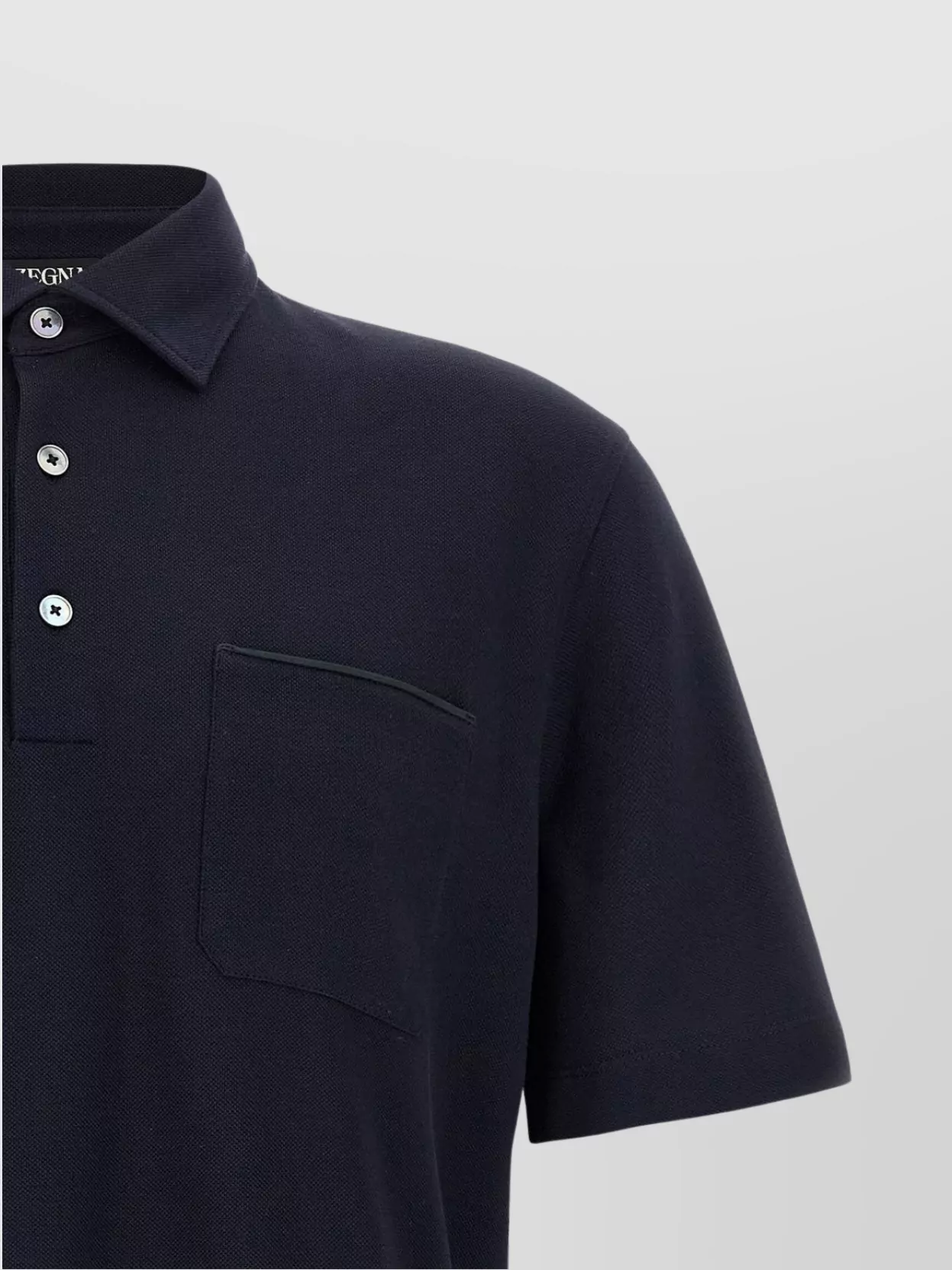 Zegna Ribbed Collar Polo Shirt With Chest Pocket