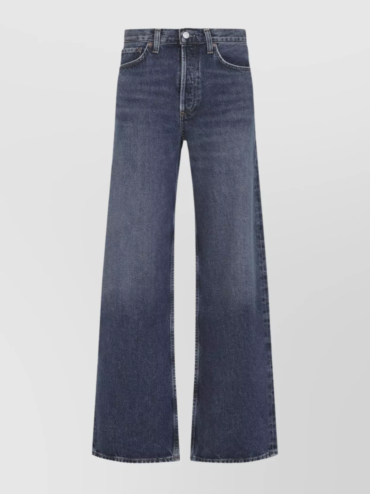 Agolde Cotton Flared Leg Denim Trousers In Blue
