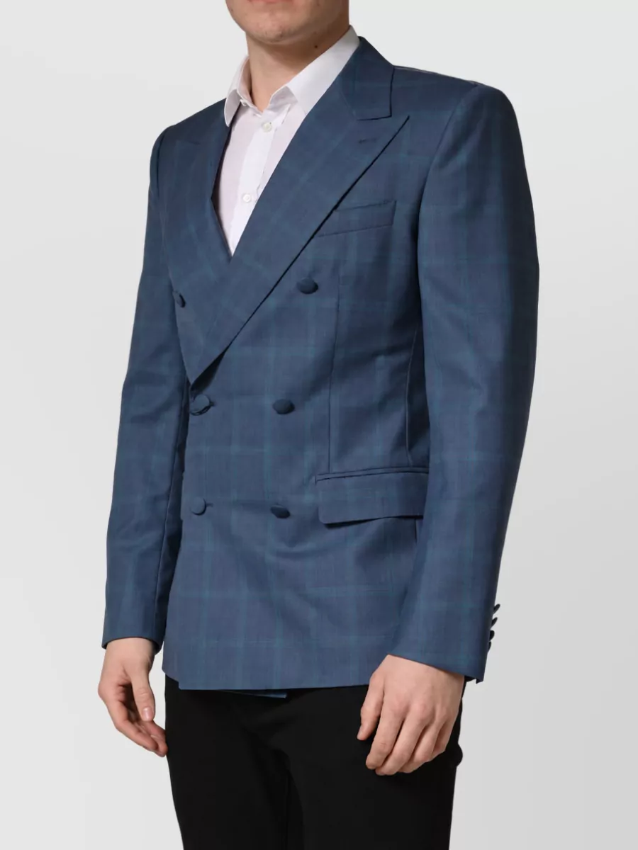 Dolce&Gabbana Virgin Wool Checked Double-Breasted Suit Jacket