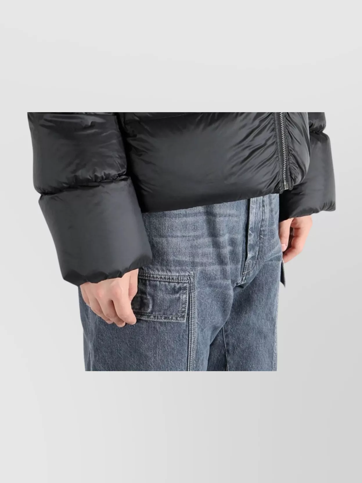 Rick Owens High Neck Padded Jacket And Pockets