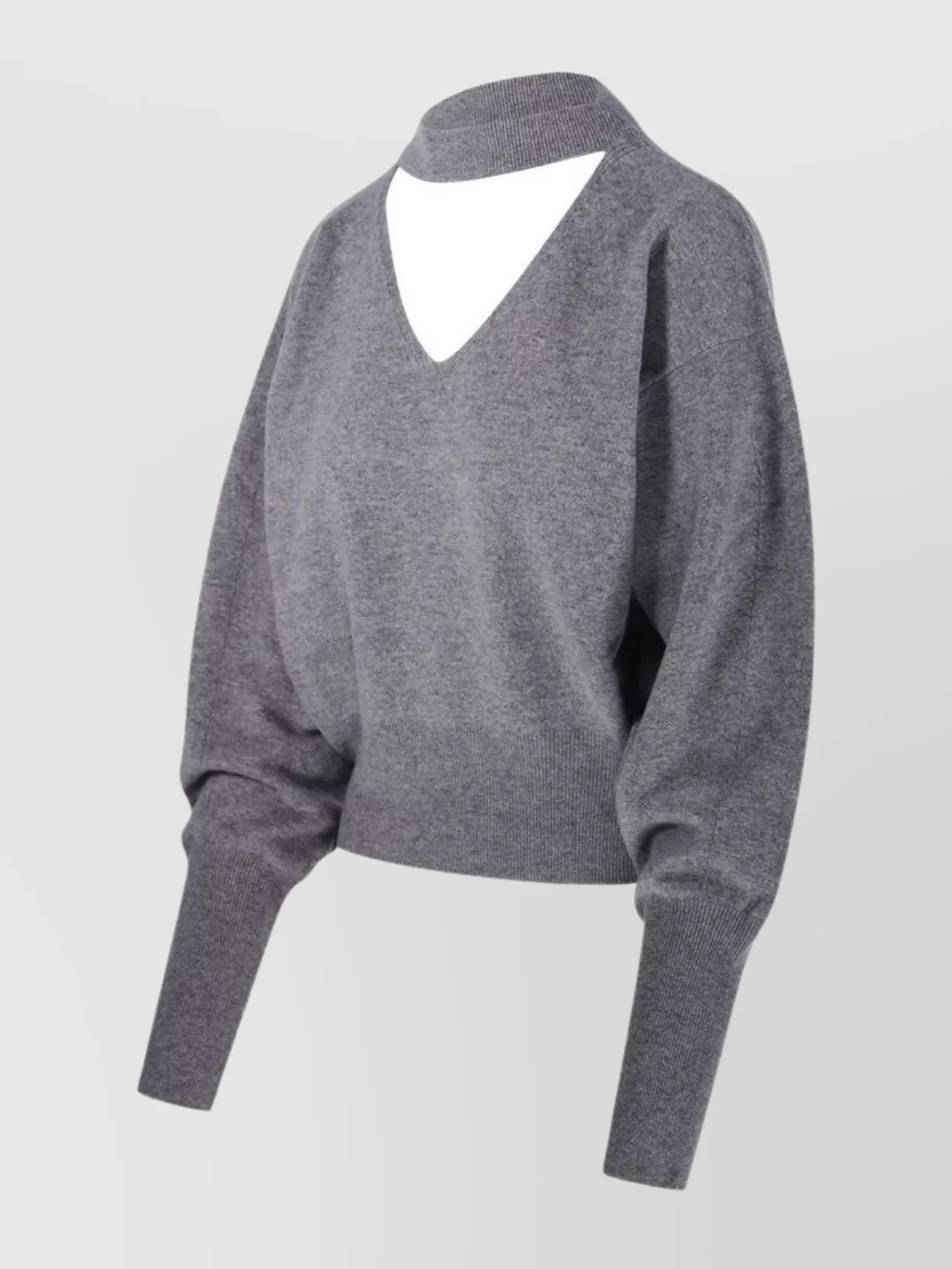Federica Tosi Short V-neck Knit Sweater In Gray