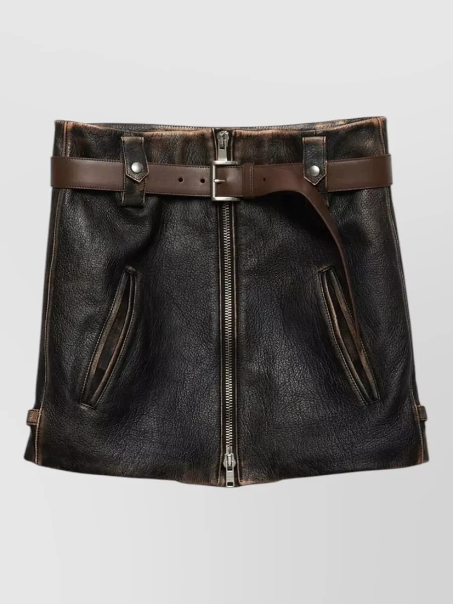 Prada leather fitted skirt