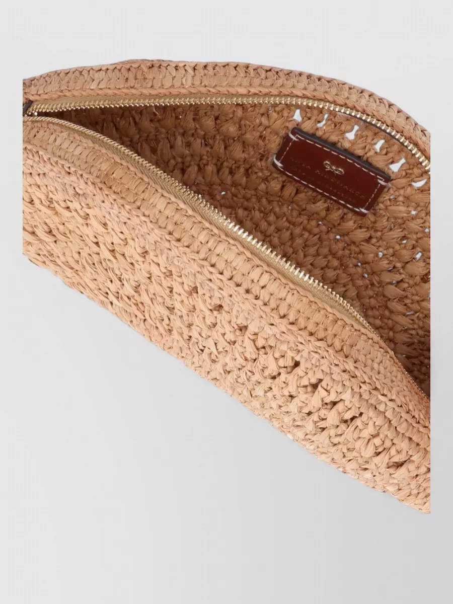Anya Hindmarch Half Moon Tassel Woven Clutch Bag