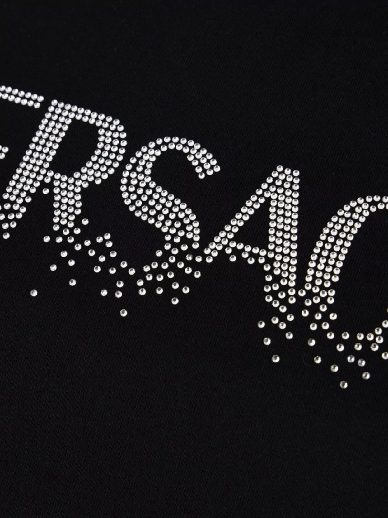 Versace Crew Neck Cotton T-Shirt Featuring Rhinestones