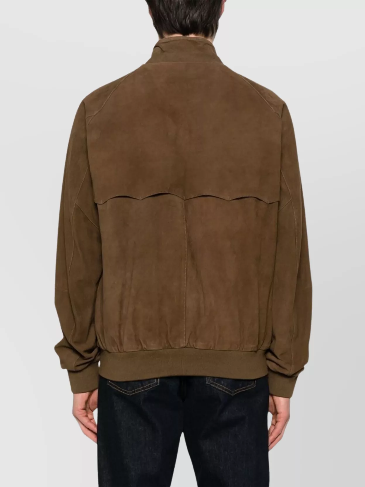 Baracuta High Neck Suede Outerwear Featuring Pockets