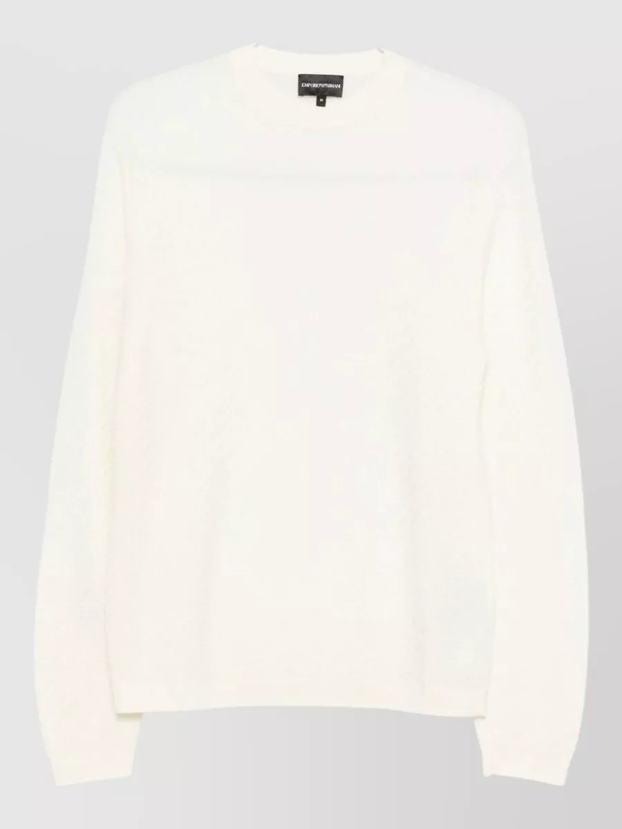 Emporio Armani virgin wool textured knit crew neck long-sleeve sweater