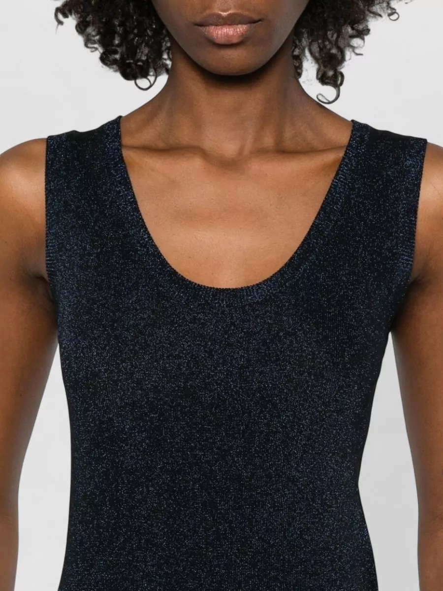 Fabiana Filippi Scoop Neck Shimmering Fitted Sleeveless Top