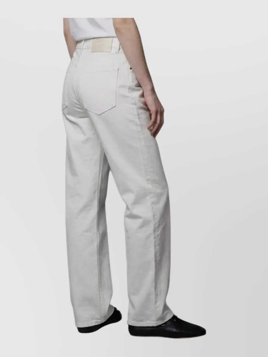 Celine Cotton Mid-Rise Wide-Leg Jeans