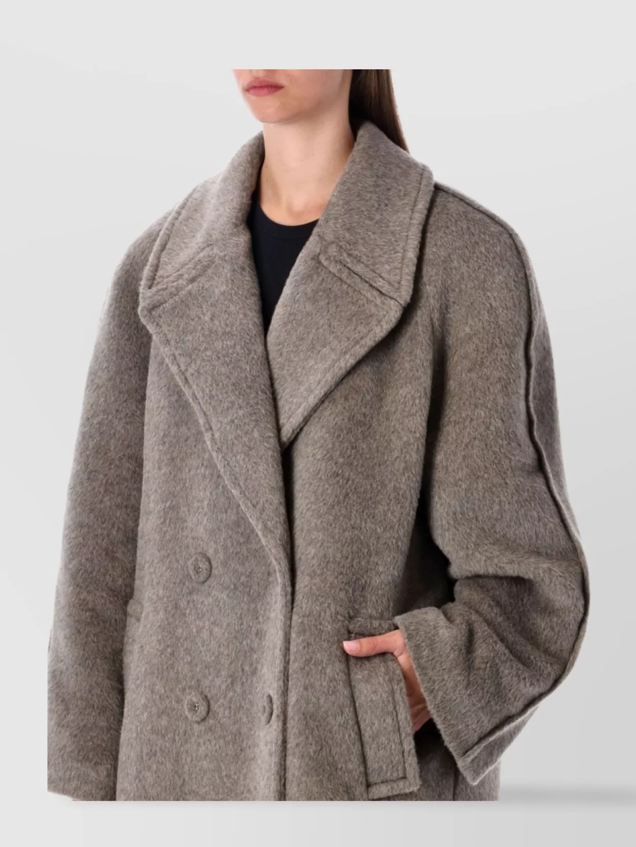 Acne Studios Long Coat With Notched Lapels And Pockets