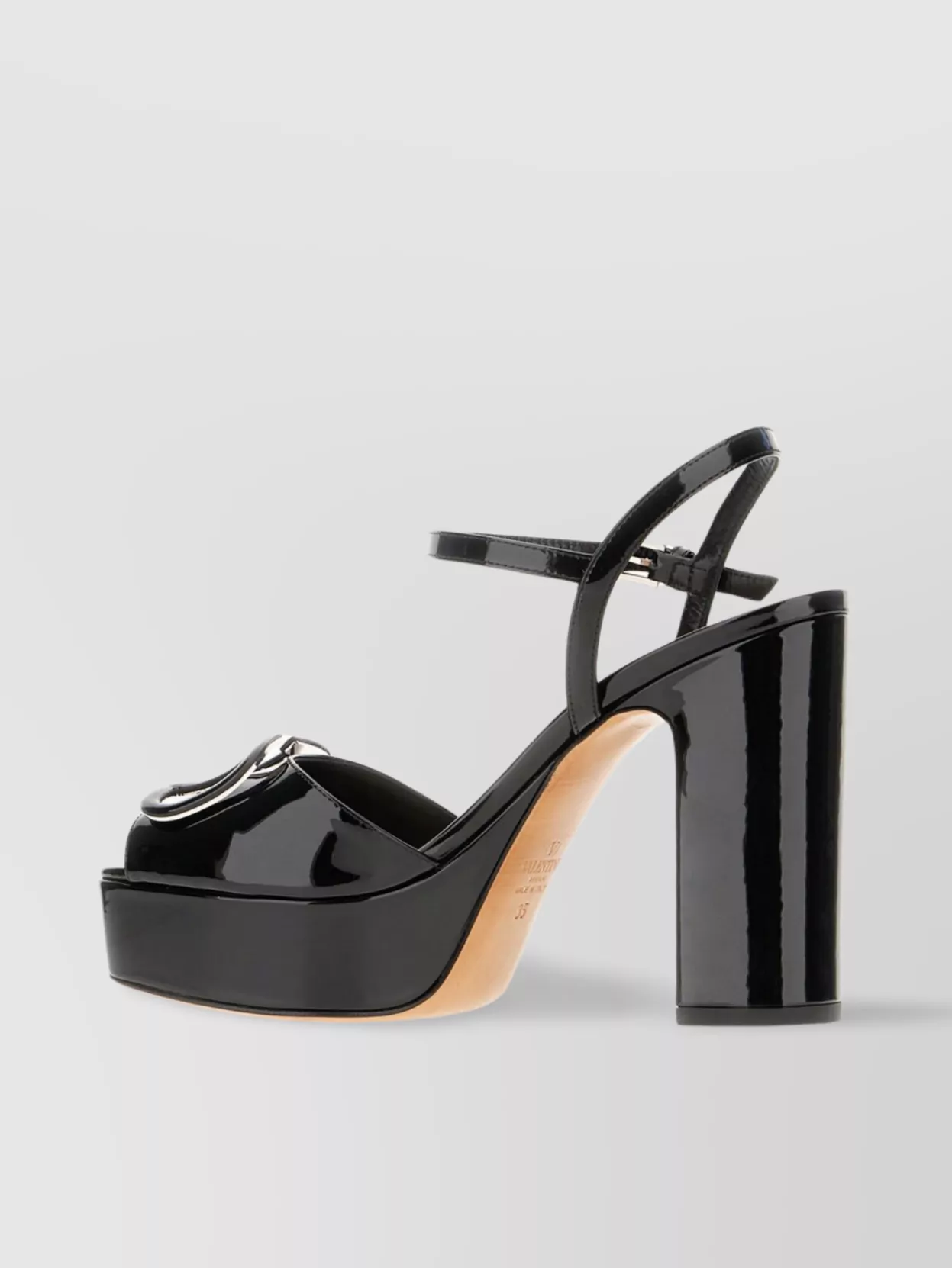 Valentino Vlogo 115 Patent Platform Sandal In Black