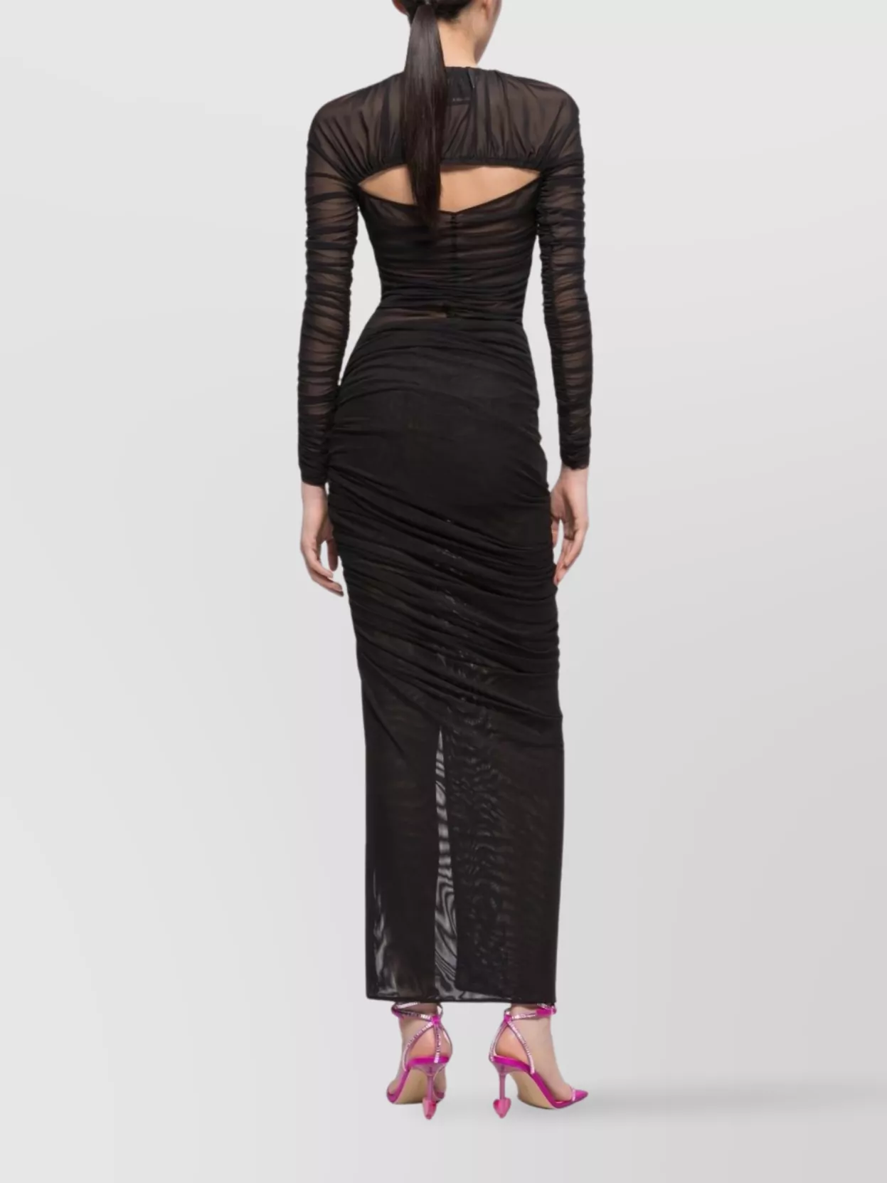 Az Factory Mesh Top With Cut-out And Ruched Design