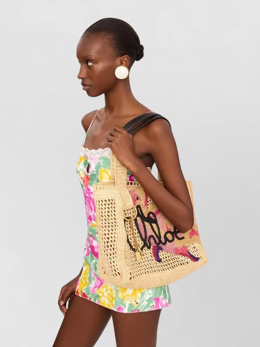 Chloé Summer Banana Raffia Tote Bag