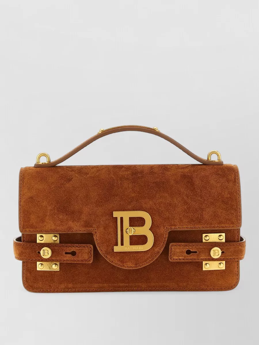 Balmain B-Buzz 24 Suede Cross-Body Bag