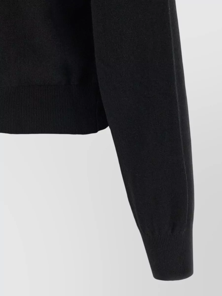 Nude Cashmere Wool Fine-Knit V-Neck Knot Sweater