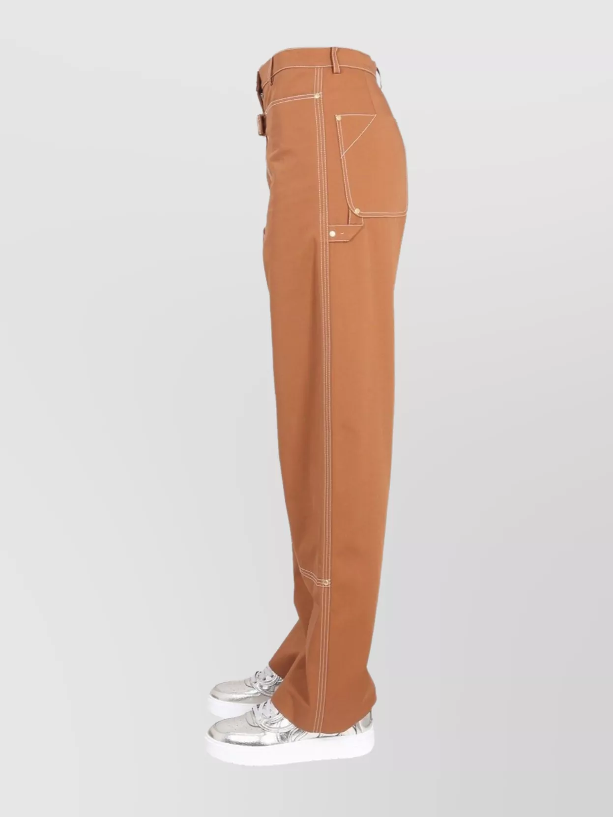 Stella Mccartney Trousers With Buckle And Pockets In Brown