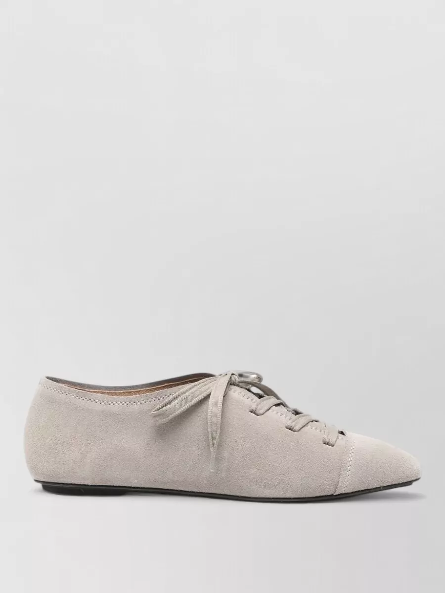 Emporio Armani Leather Lace-Up Ballet Flats