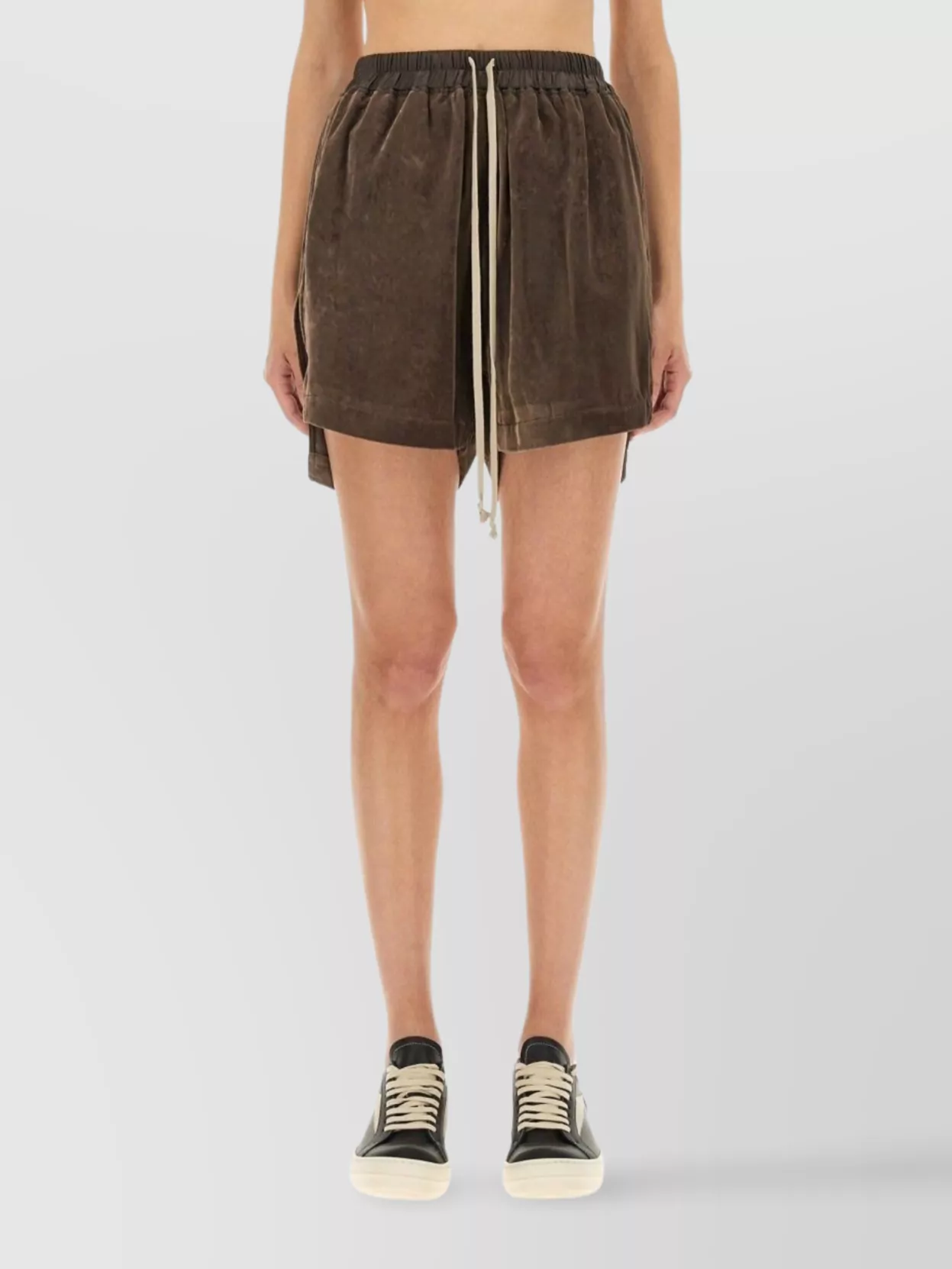 Rick Owens Velvet Texture Elastic Waistband Shorts