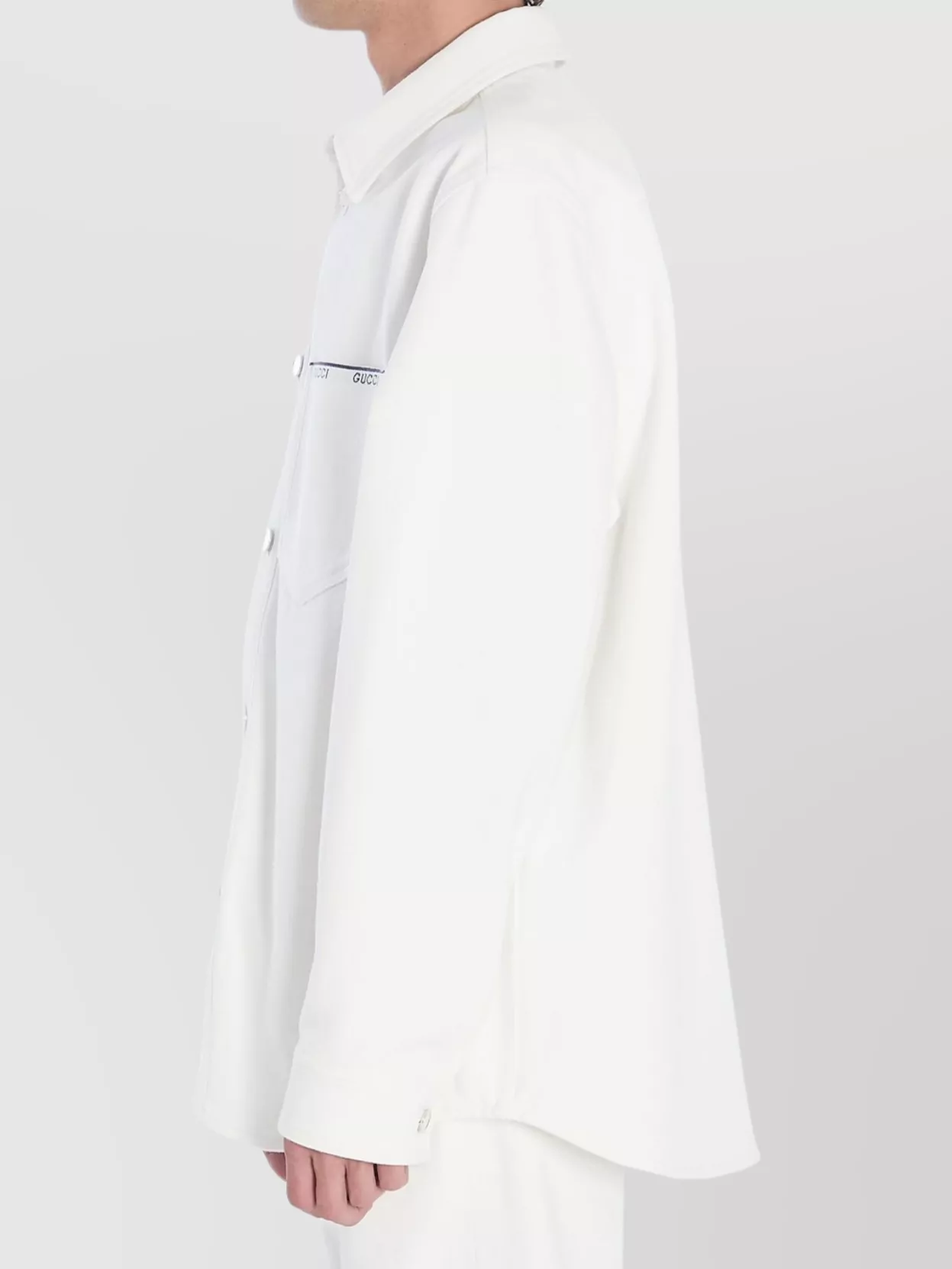 Gucci Pointed Collar Cotton Shirt With Chest Pocket