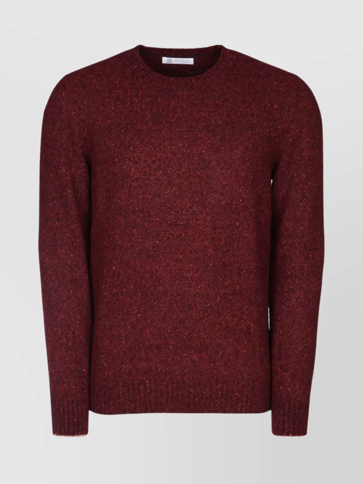 Brunello Cucinelli Textured Crew Neck Long Sleeve Sweater In Red