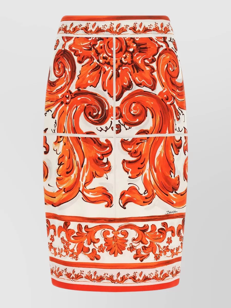 Dolce&Gabbana silk printed high-rise midi pencil skirt